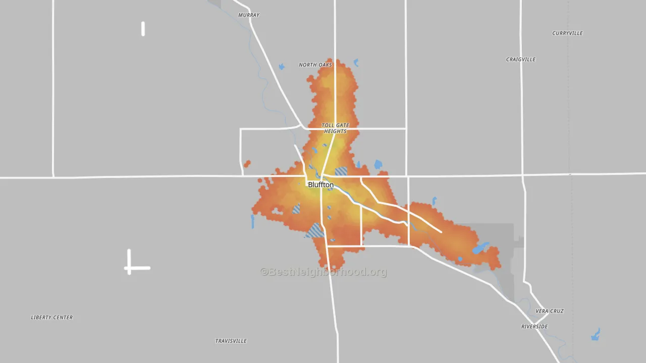 Bike Grade map of Bluffton, IN