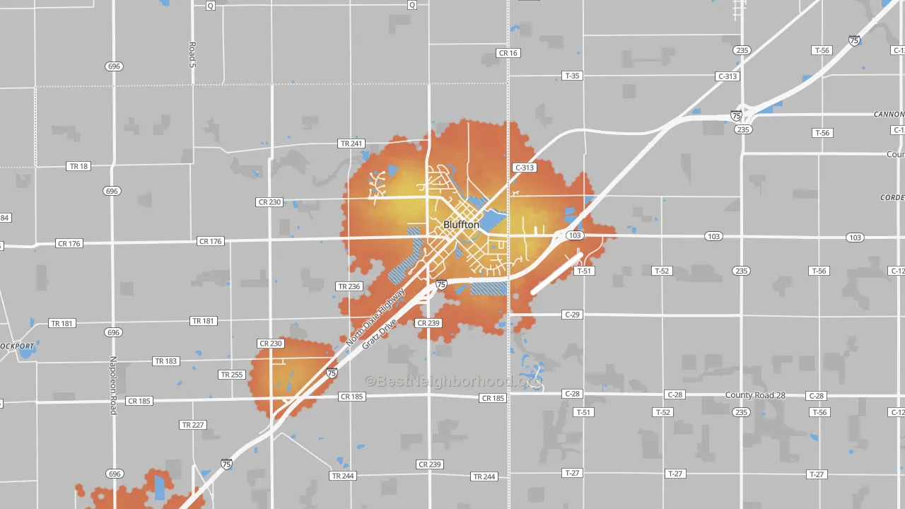 Bike Grade map of Bluffton, OH
