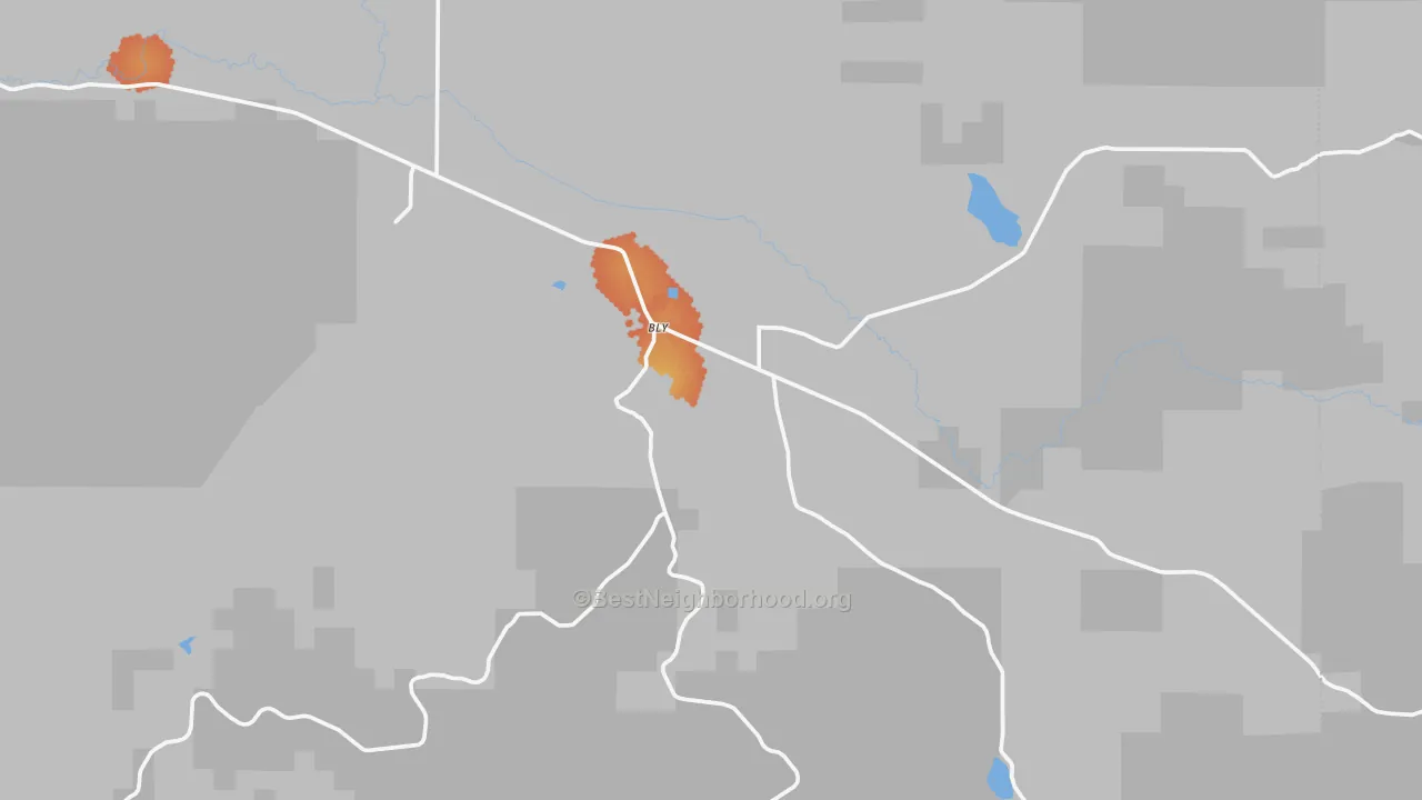 Bike Grade map of Bly, OR