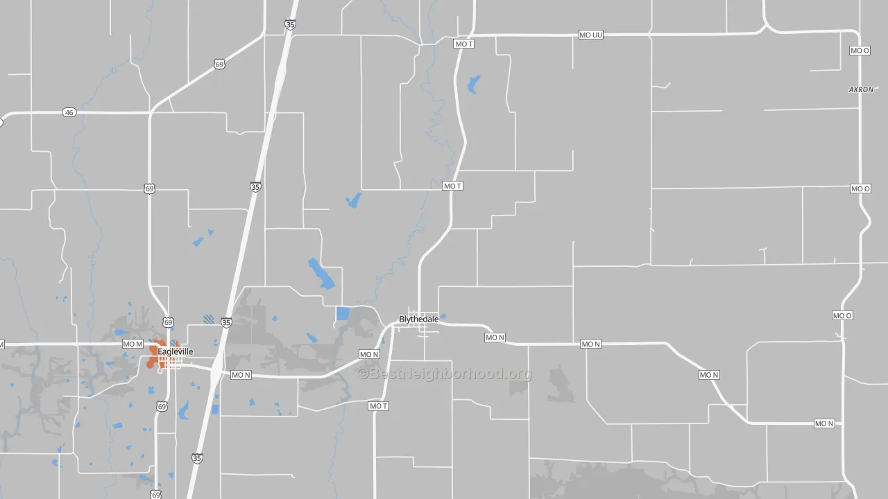 Bike Grade map of Blythedale, MO