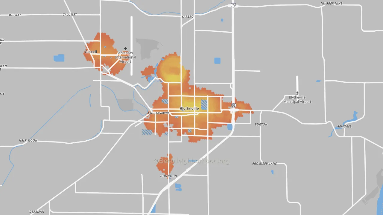 Bike Grade map of Blytheville, AR