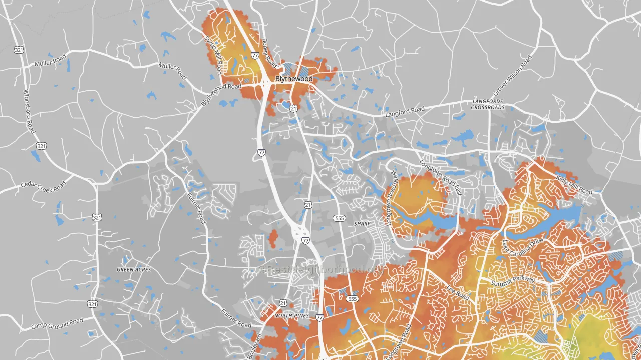 Bike Grade map of Blythewood, SC