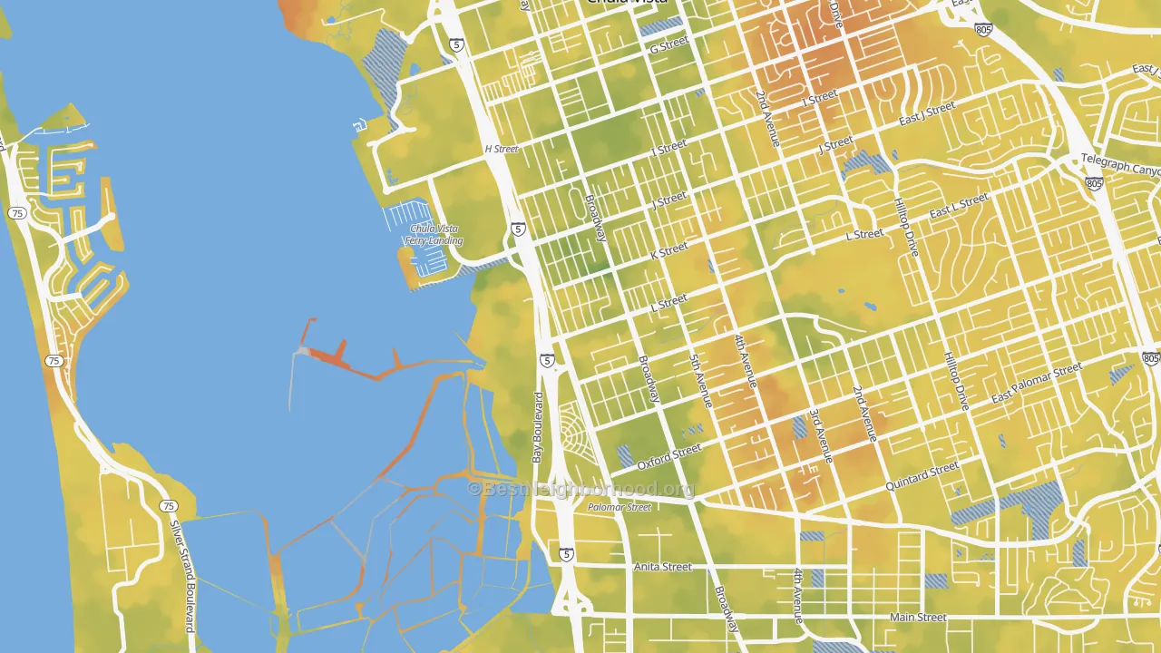 Bike Grade map of Boal, Chula Vista, CA