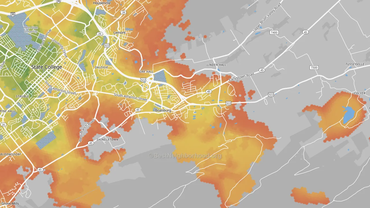 Bike Grade map of Boalsburg, PA