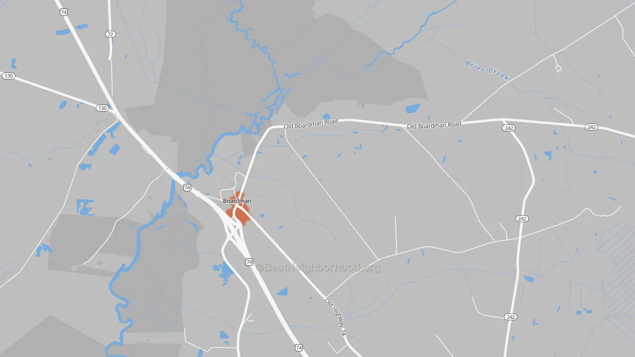 Bike Grade map of Boardman, NC