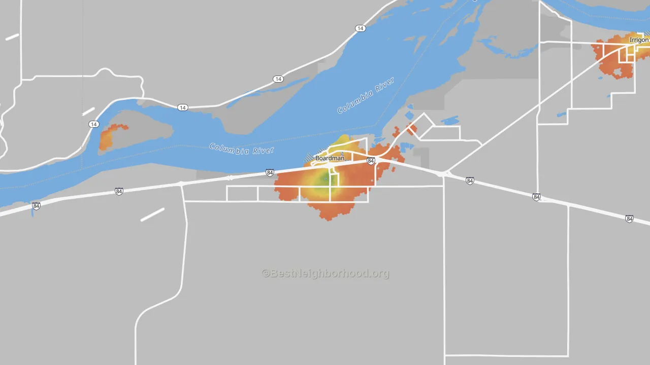 Bike Grade map of Boardman, OR
