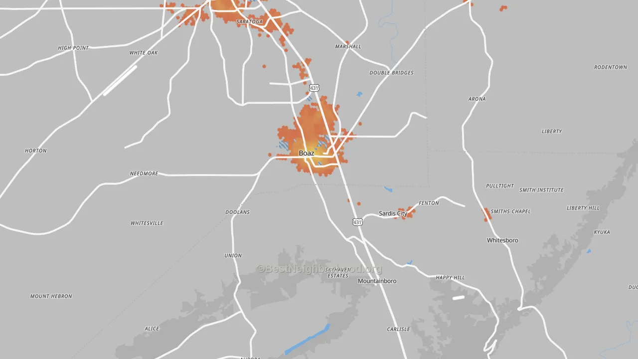 Bike Grade map of Boaz, AL