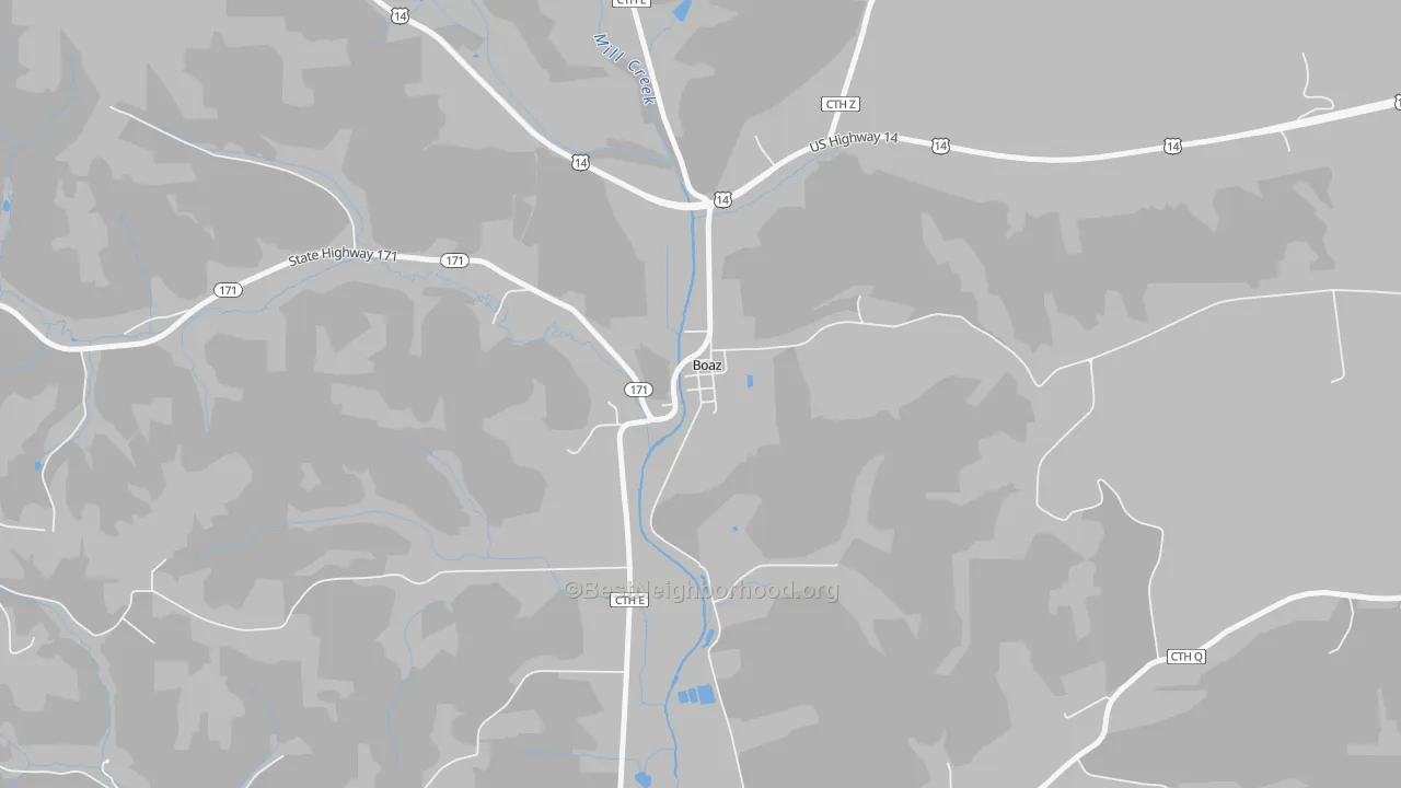 Bike Grade map of Boaz, WI