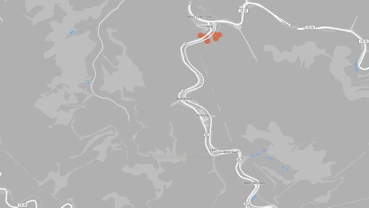Bike Grade map of Bob White, WV