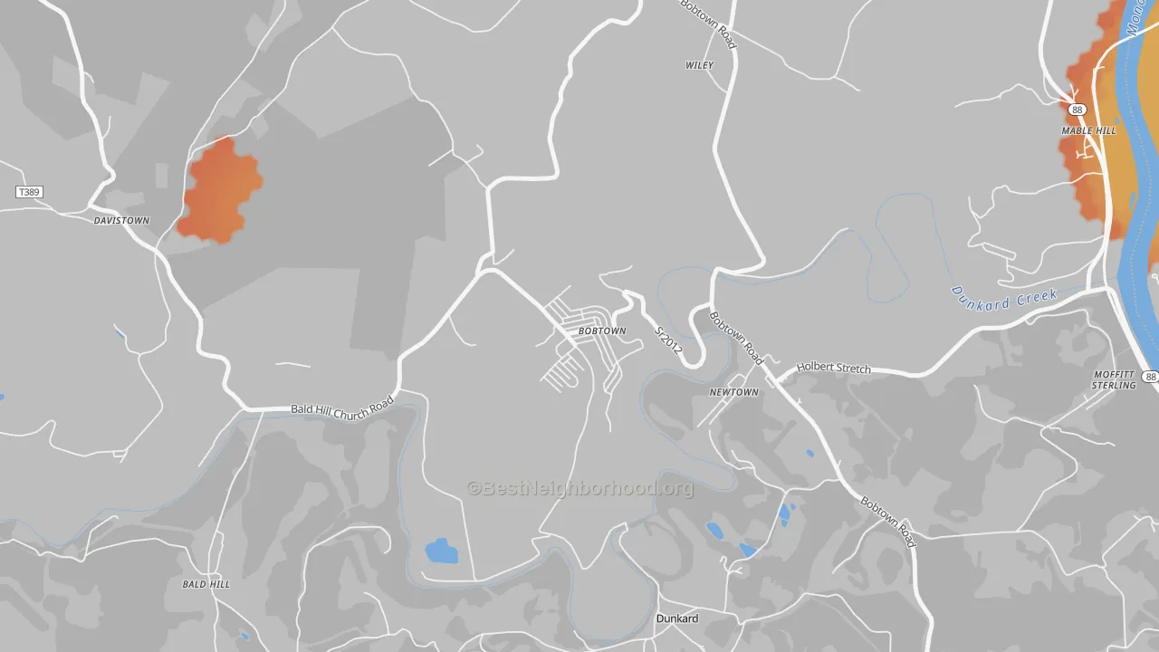 Bike Grade map of Bobtown, PA