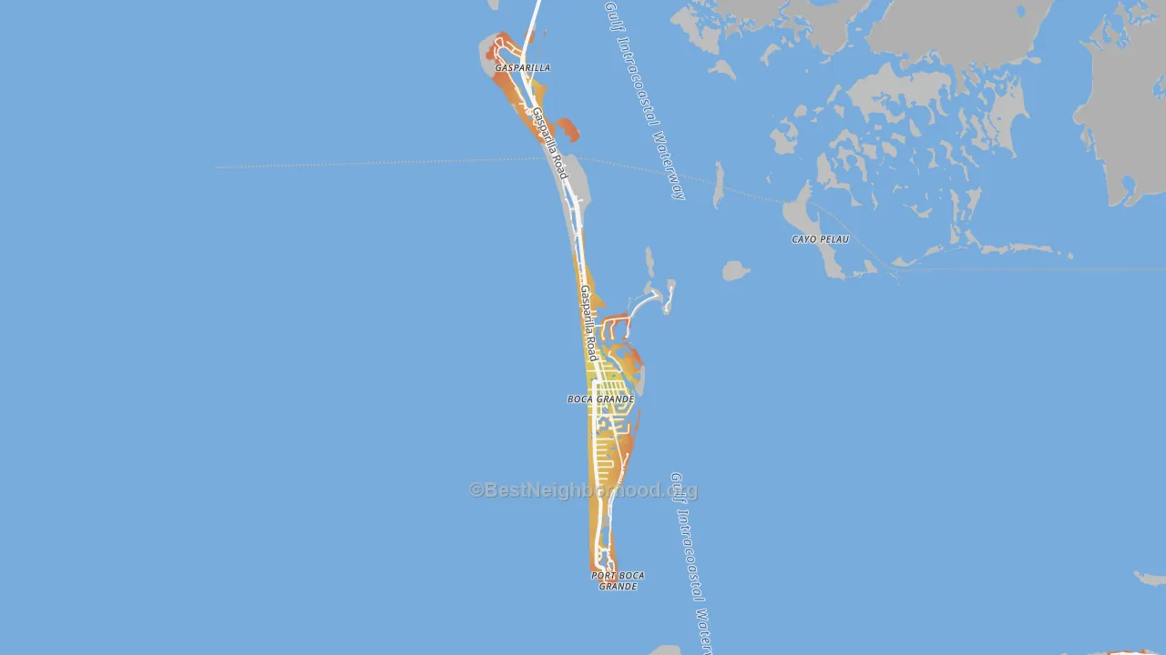 Bike Grade map of Boca Grande, FL