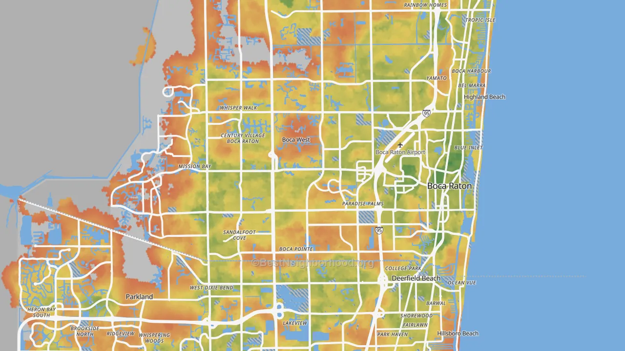 Bike Grade map of Boca Raton, FL