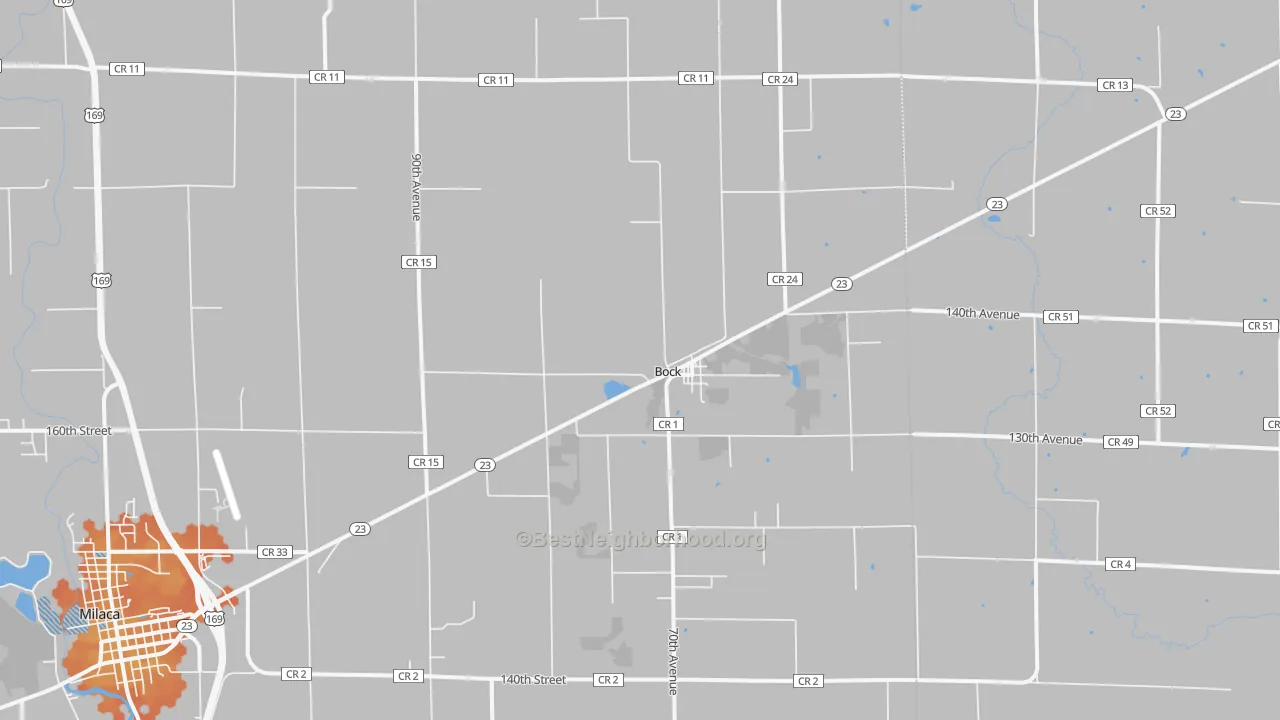 Bike Grade map of Bock, MN