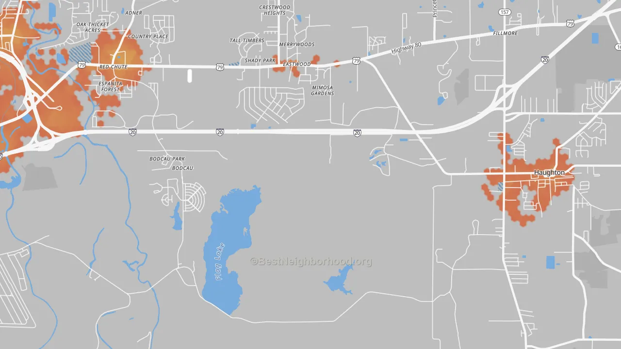 Bike Grade map of Bodcau, LA