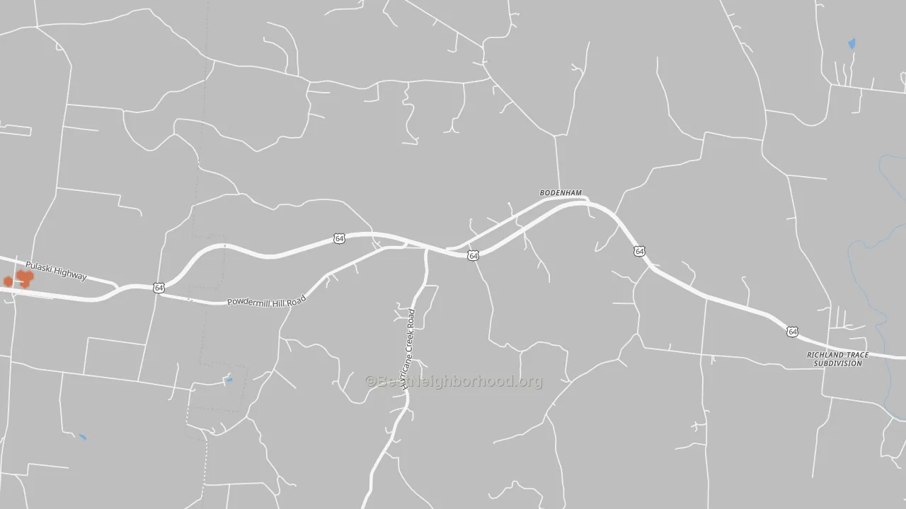 Bike Grade map of Bodenham, TN