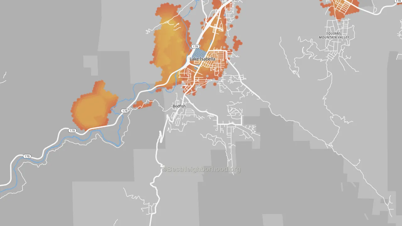 Bike Grade map of Bodfish, CA