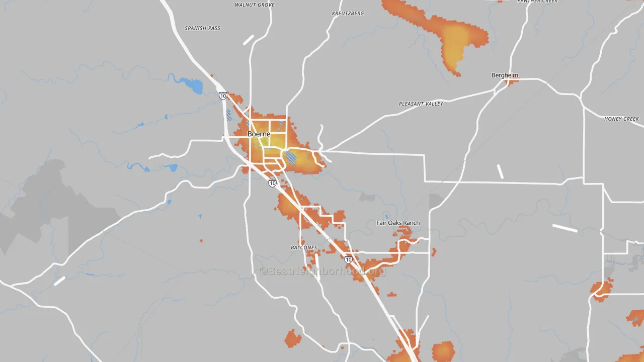 Bike Grade map of Boerne, TX