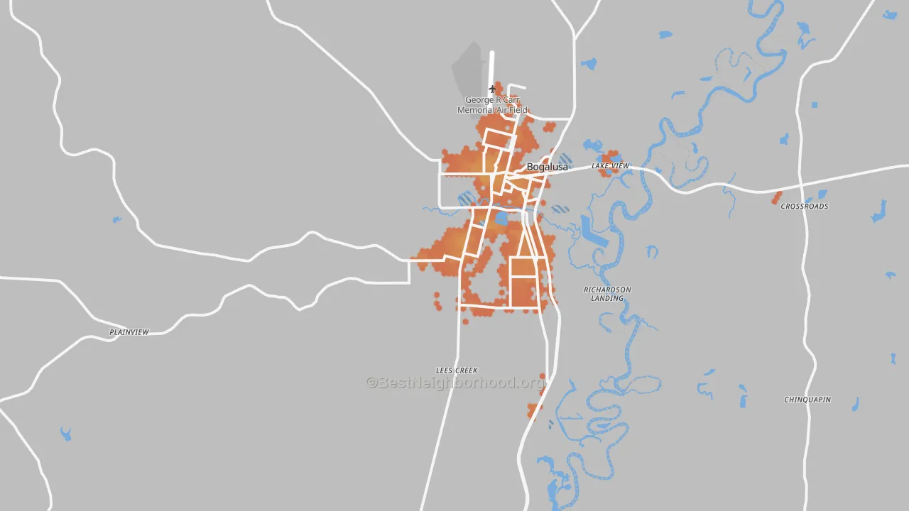 Bike Grade map of Bogalusa, LA
