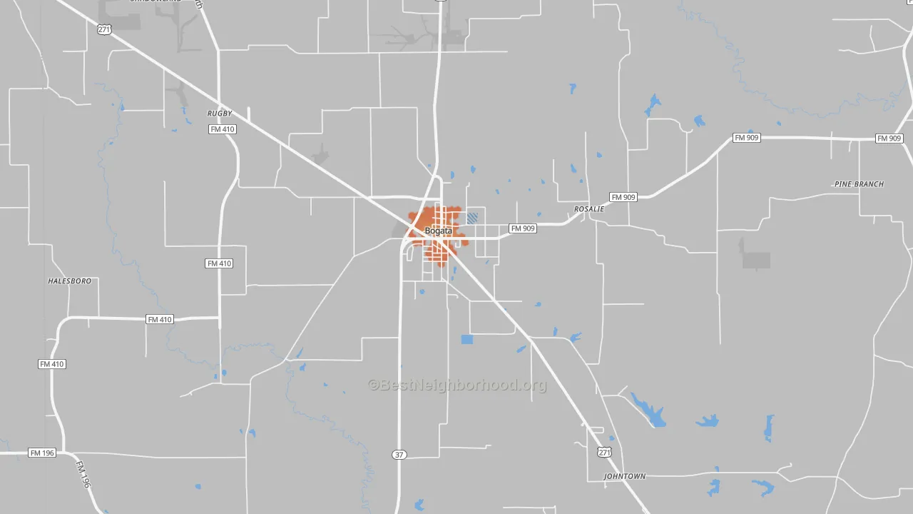 Bike Grade map of Bogata, TX
