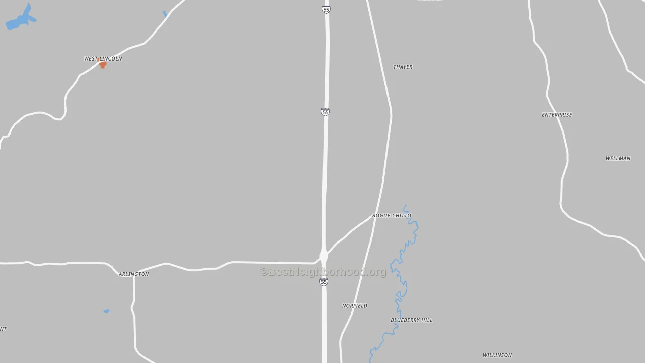Bike Grade map of Bogue Chitto, MS