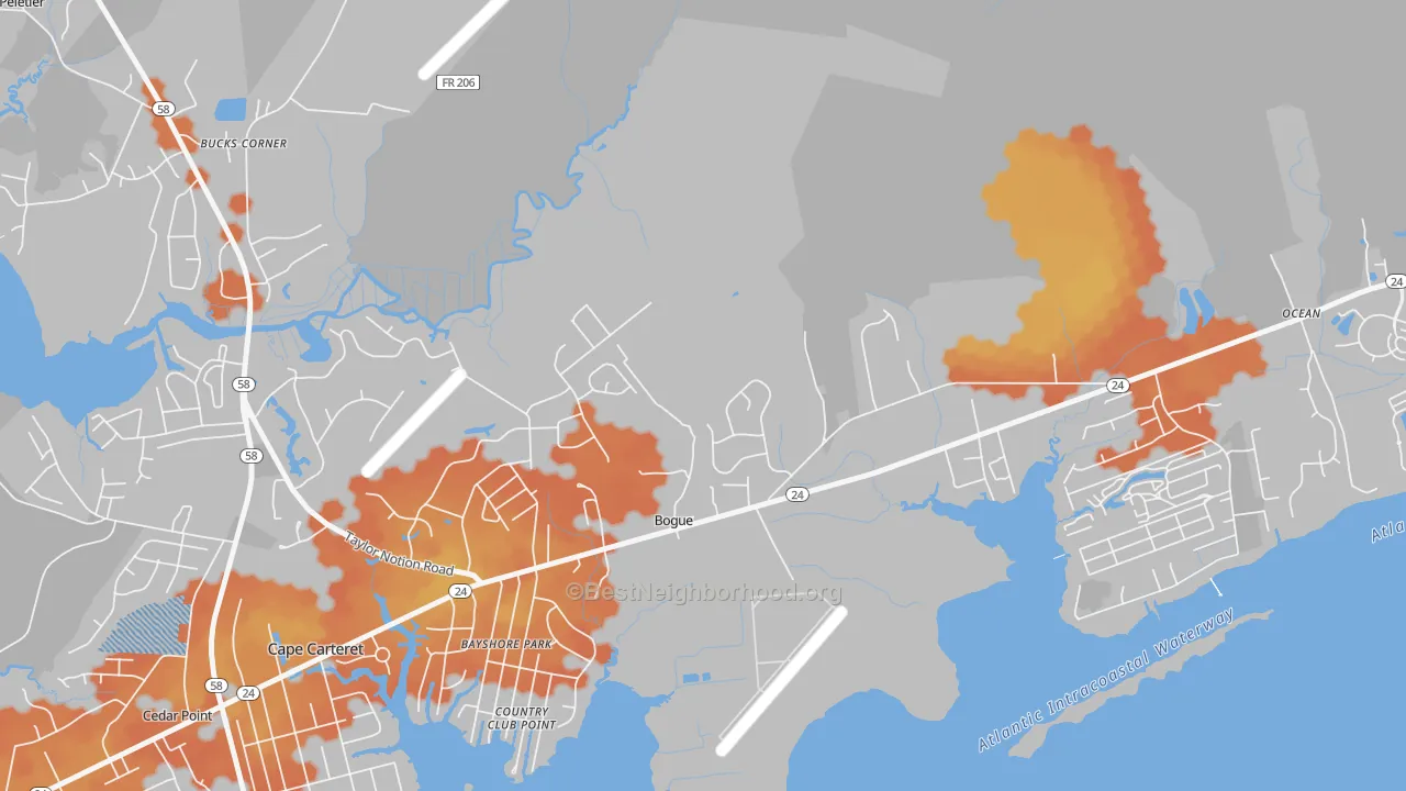 Bike Grade map of Bogue, NC