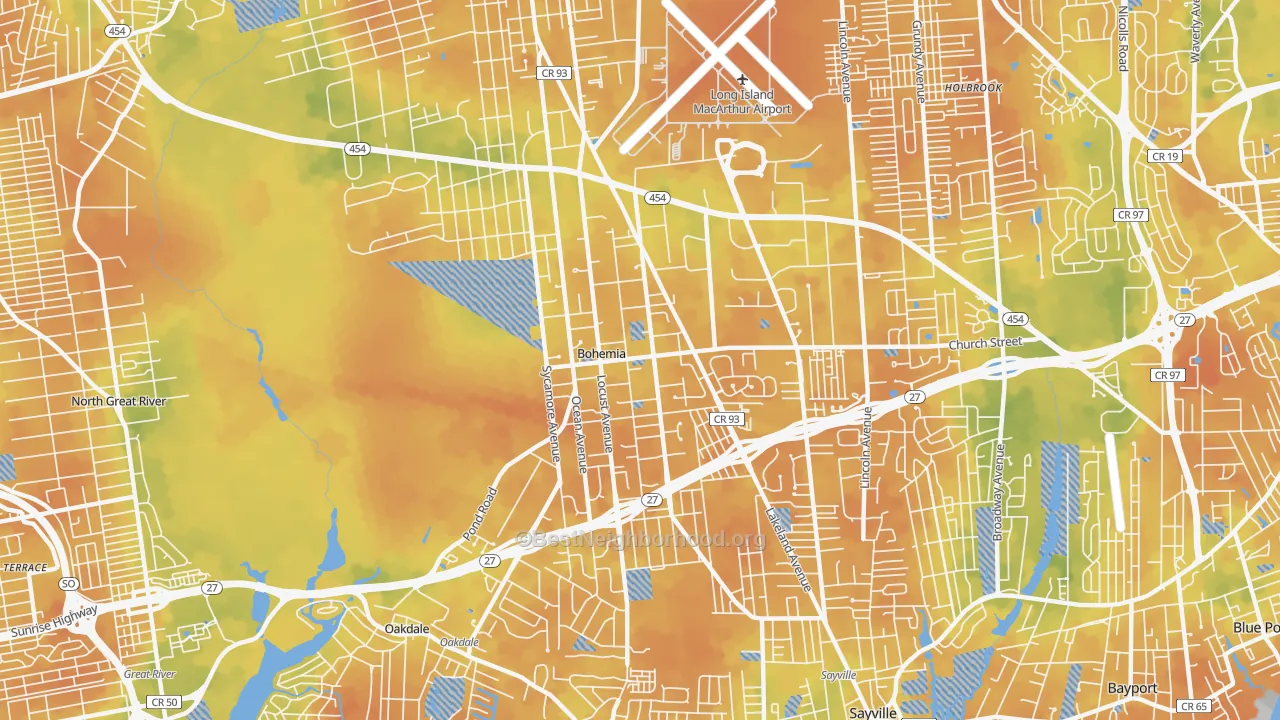 Bike Grade map of Bohemia, NY