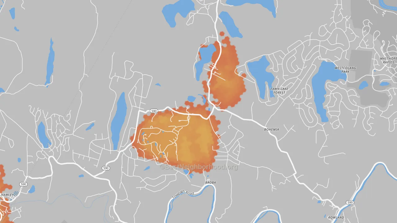 Bike Grade map of Bohemia, PA