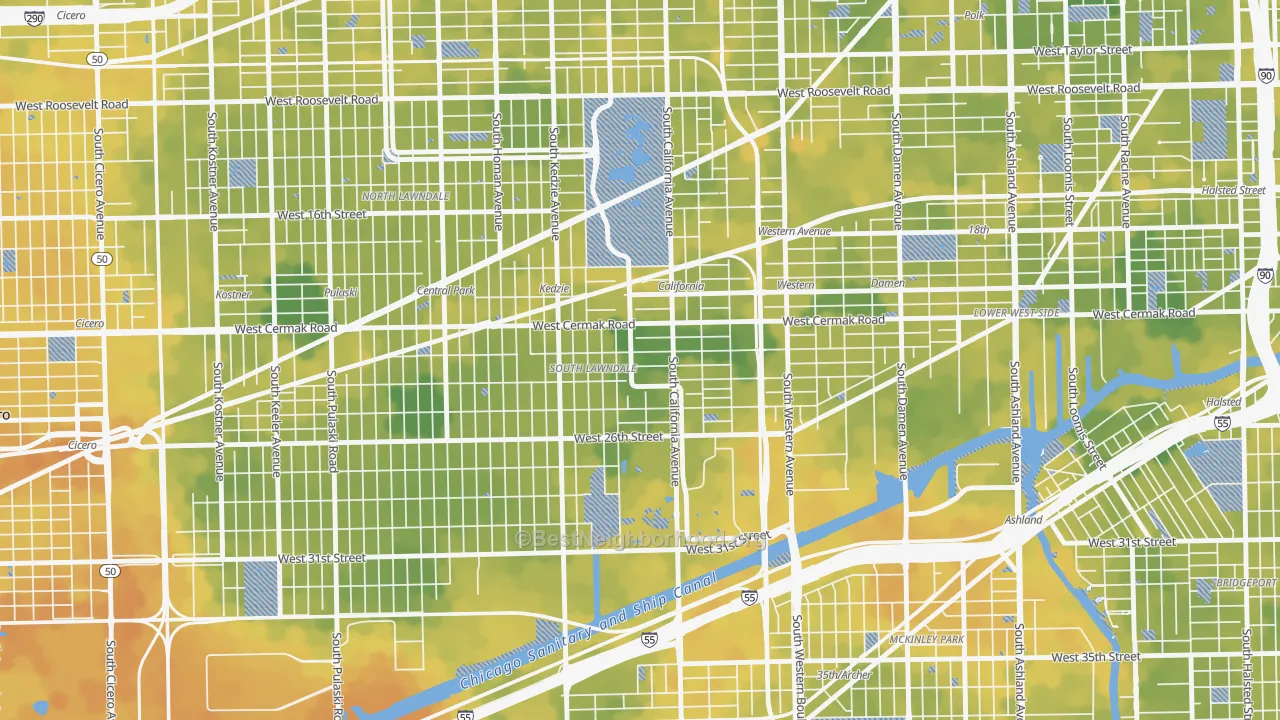 Bike Grade map of Bohemian California, Chicago, IL