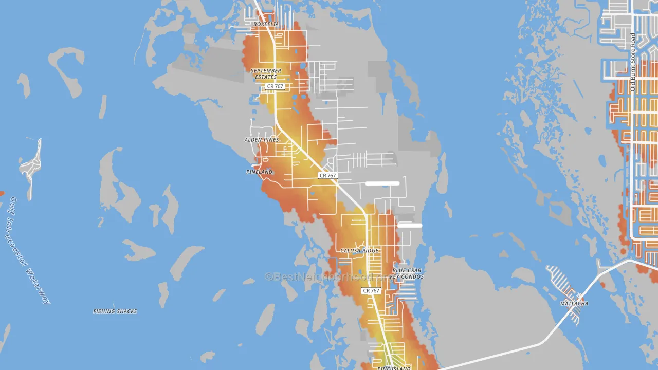 Bike Grade map of Bokeelia, FL