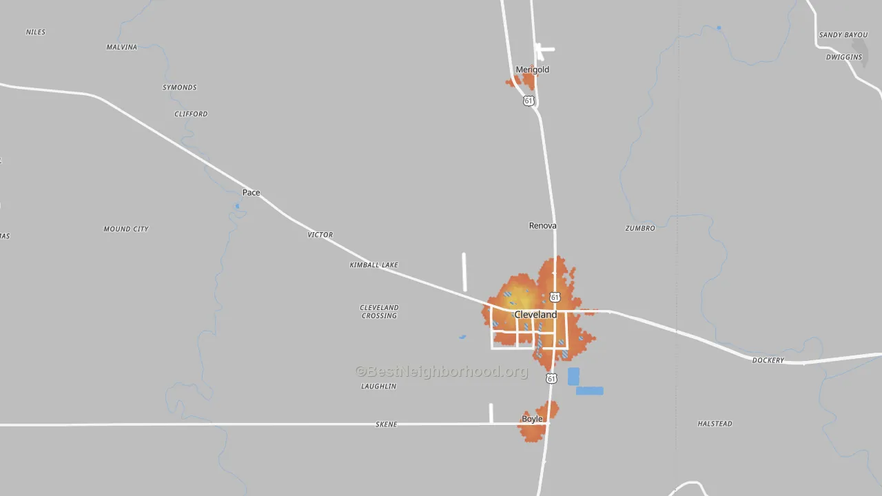 Bike Grade map of Bolivar County, MS