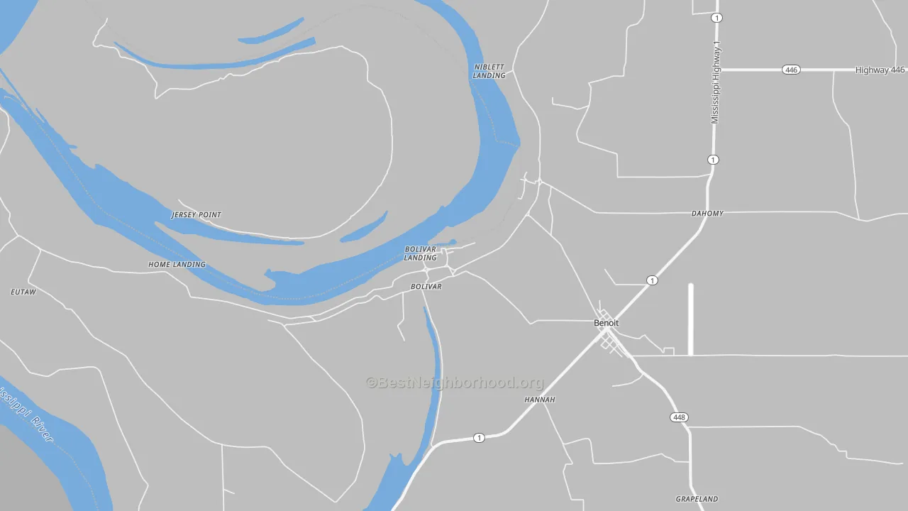 Bike Grade map of Bolivar, MS