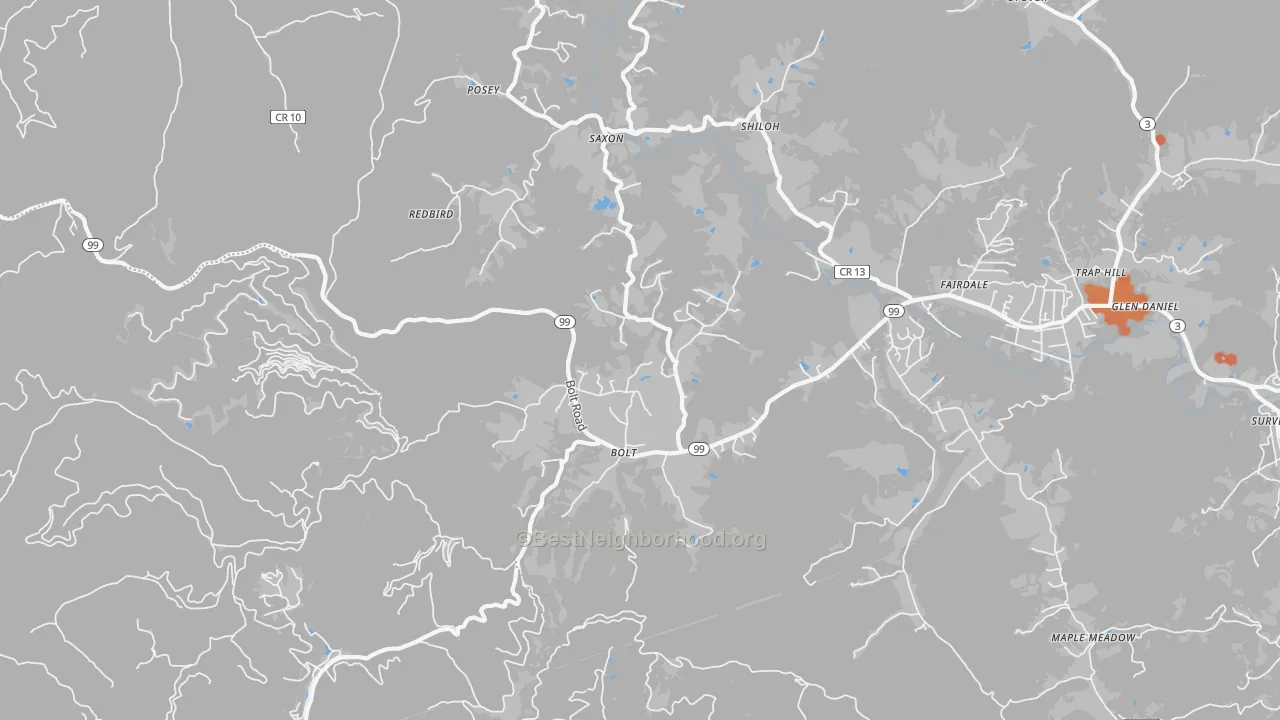 Bike Grade map of Bolt, WV