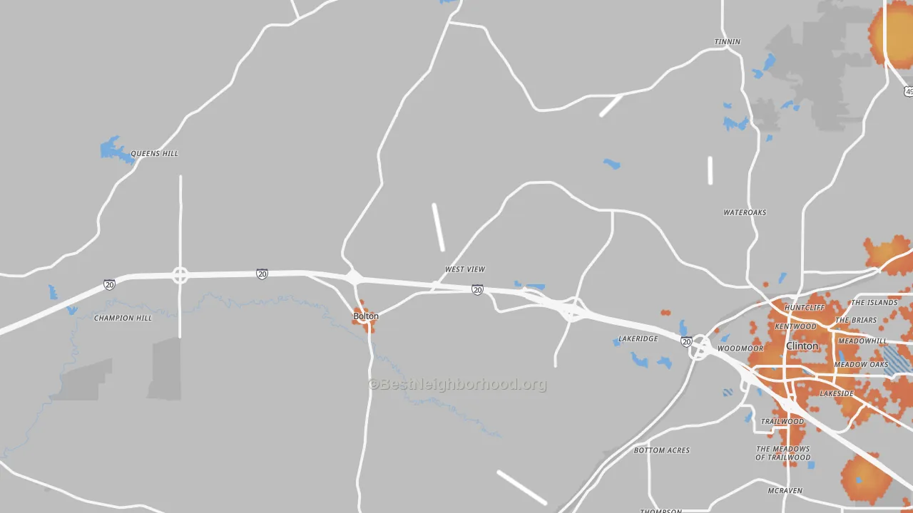 Bike Grade map of Bolton, MS