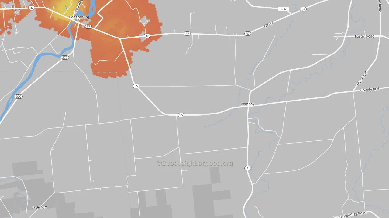 Bike Grade map of Bombay, NY