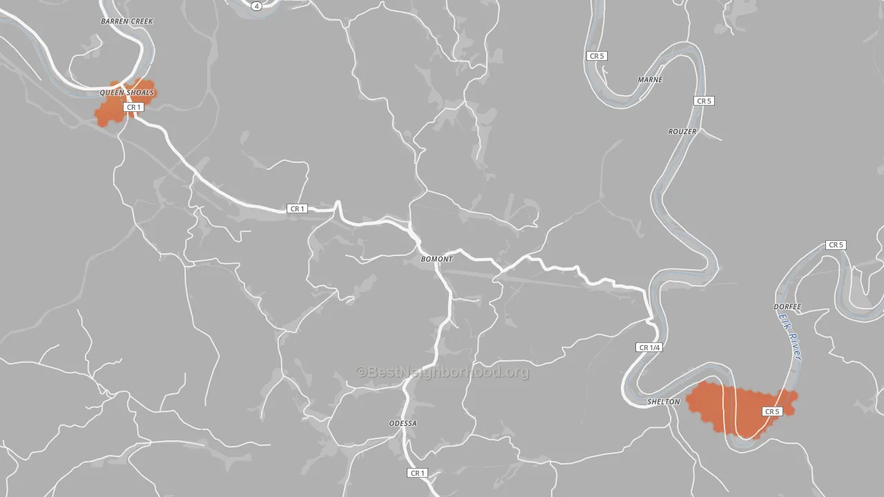 Bike Grade map of Bomont, WV