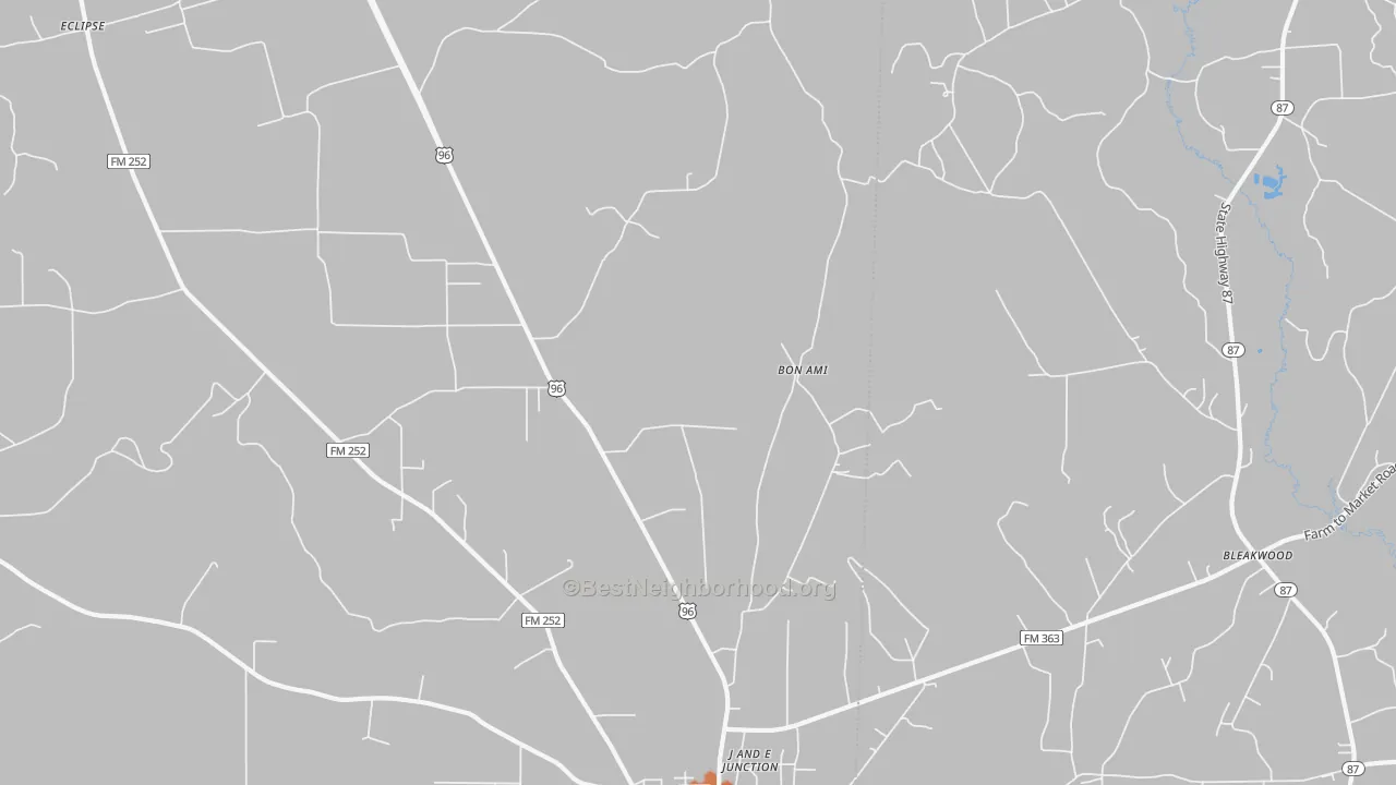 Bike Grade map of Bon Ami, TX