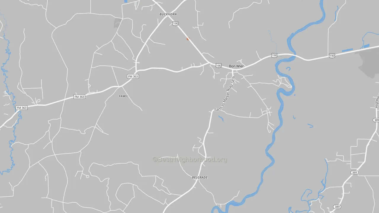Bike Grade map of Bon Wier, TX