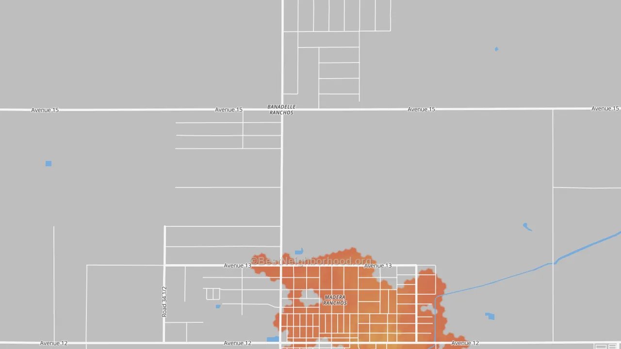 Bike Grade map of Bonadelle Ranchos-Madera Ranchos, CA
