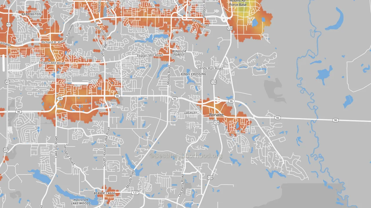 Bike Grade map of Bonaire, GA