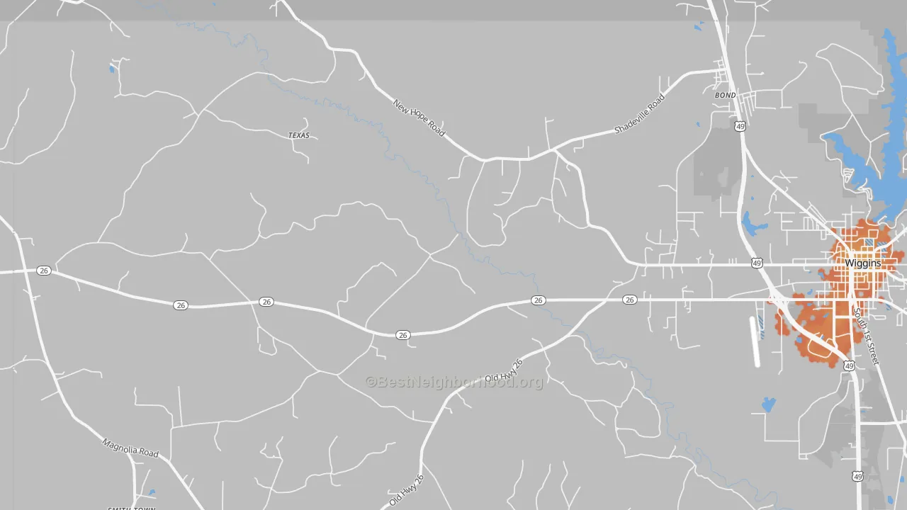 Bike Grade map of Bond, MS