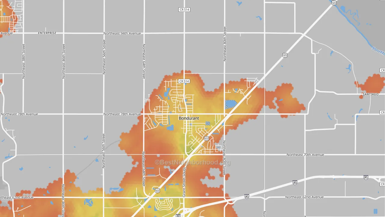 Bike Grade map of Bondurant, IA
