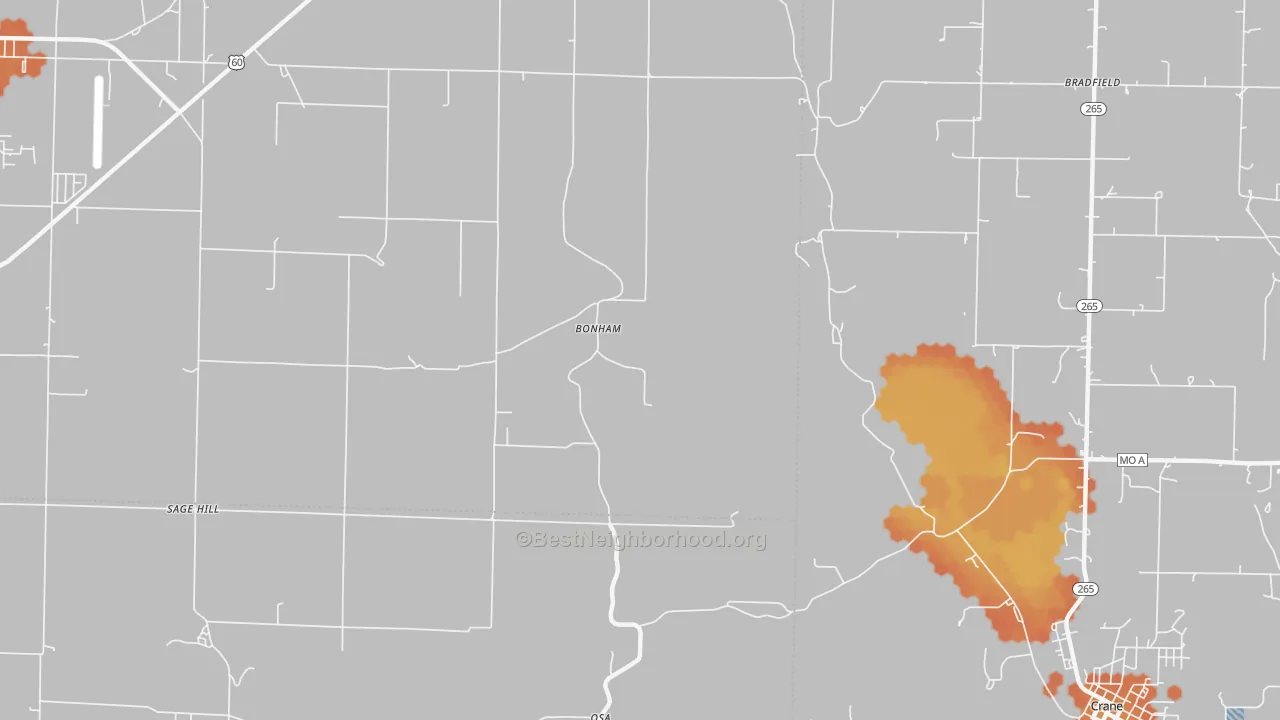 Bike Grade map of Bonham, MO