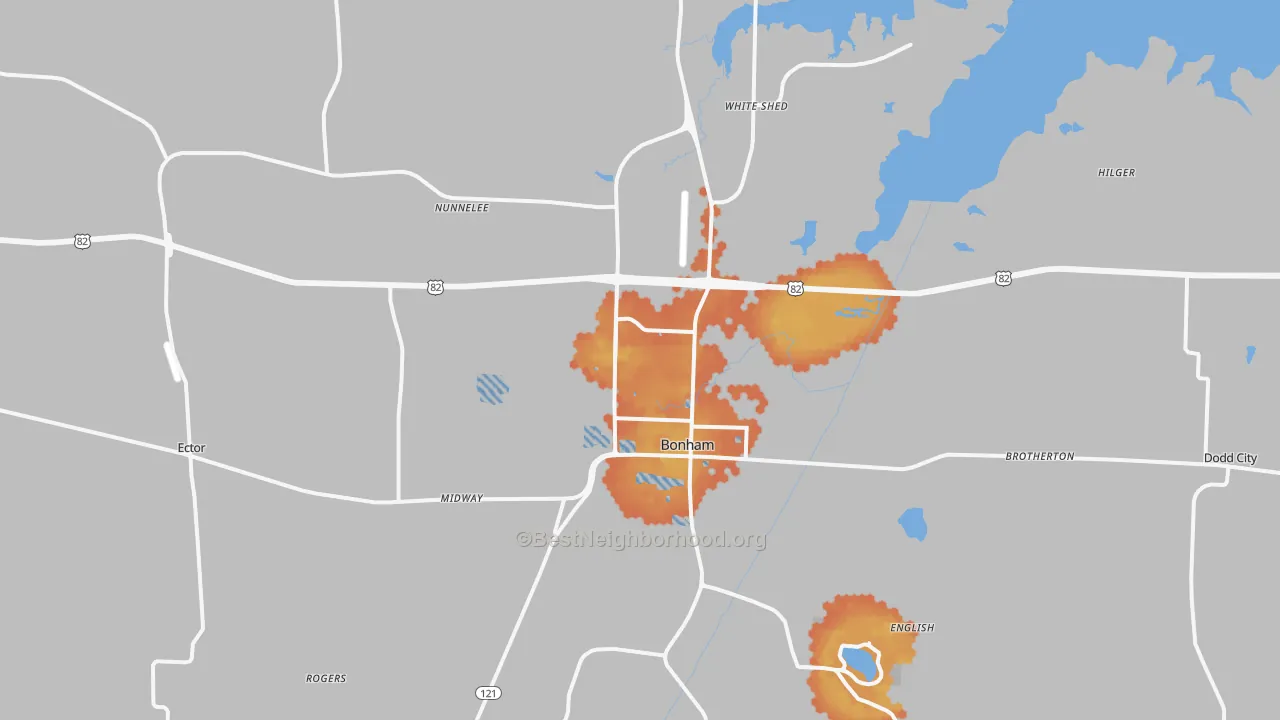 Bike Grade map of Bonham, TX