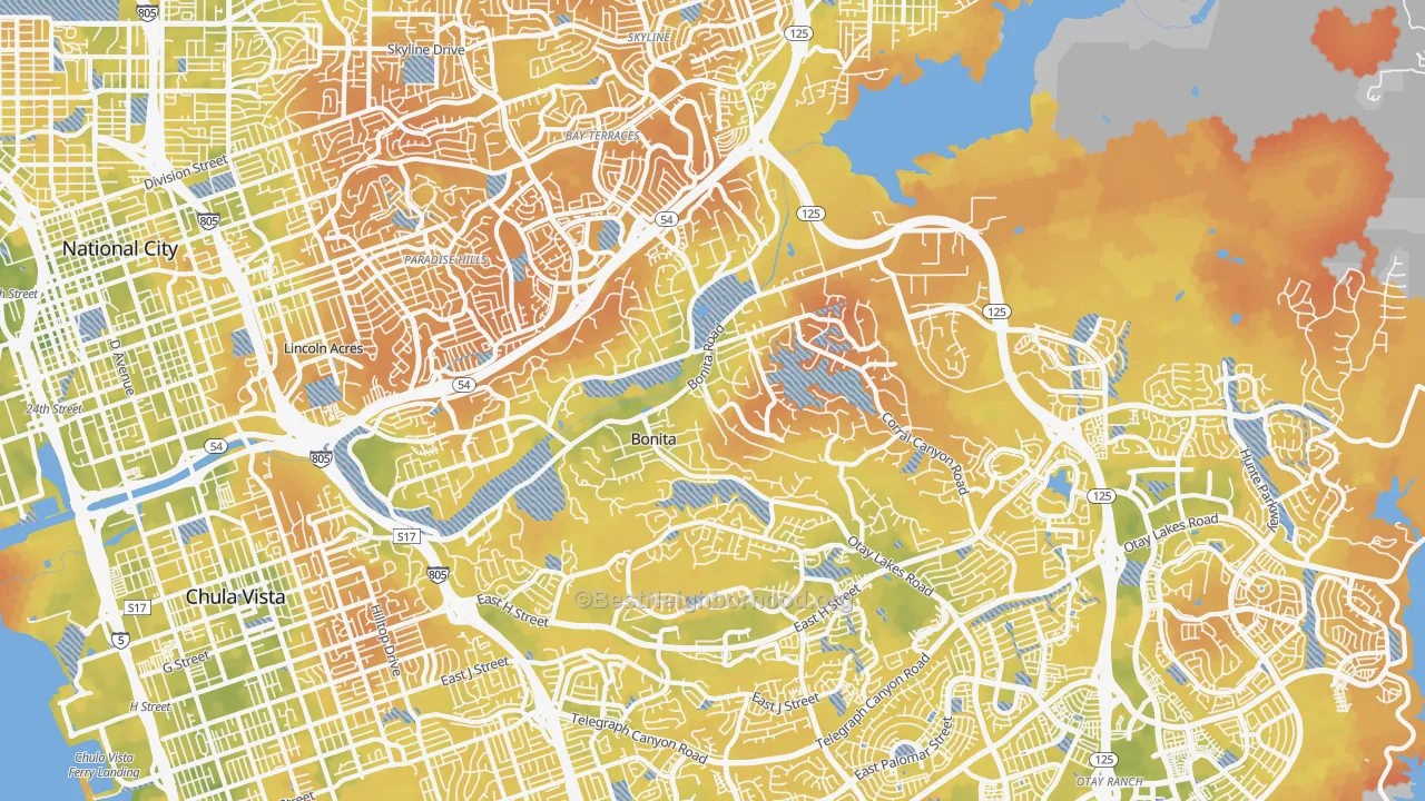 Bike Grade map of Bonita, CA
