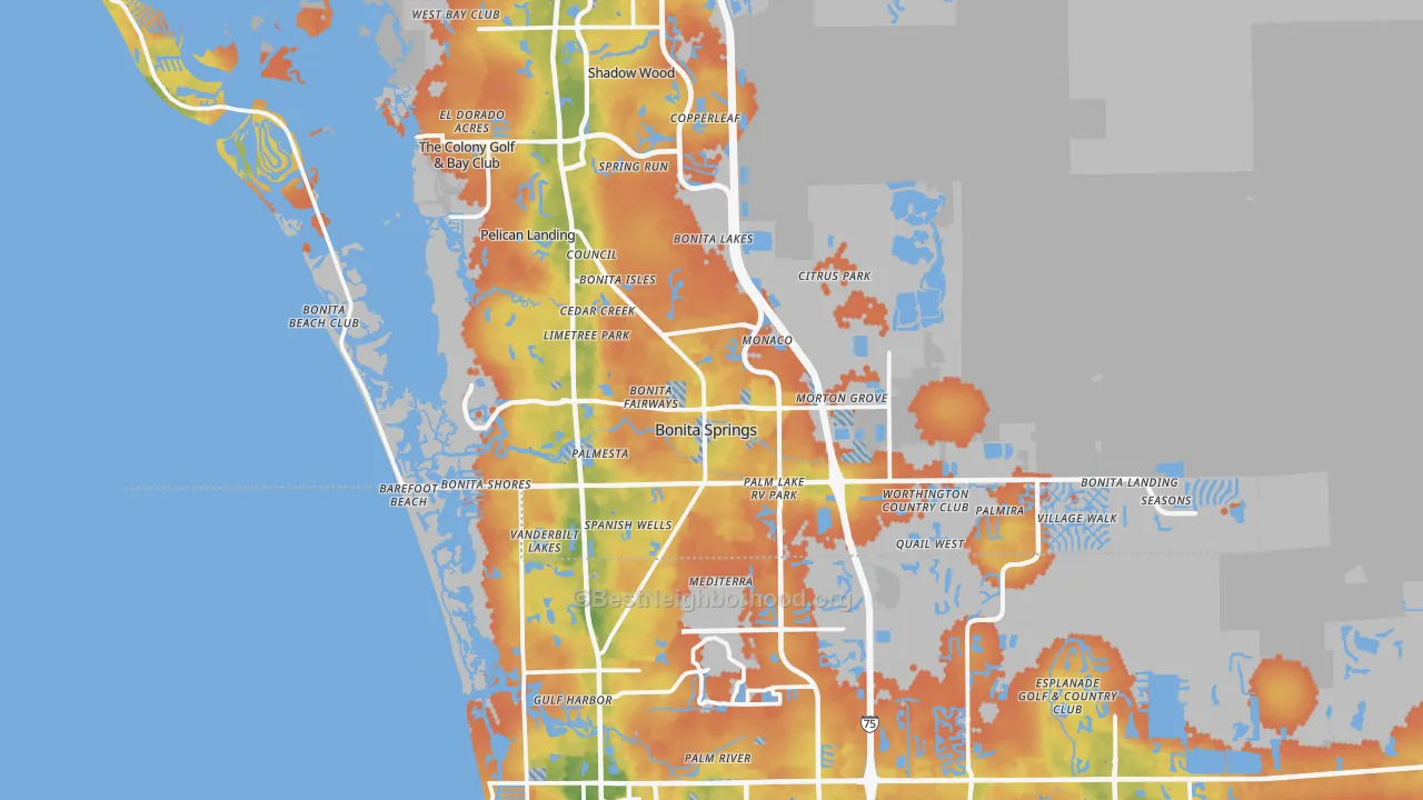 Bike Grade map of Bonita Springs, FL