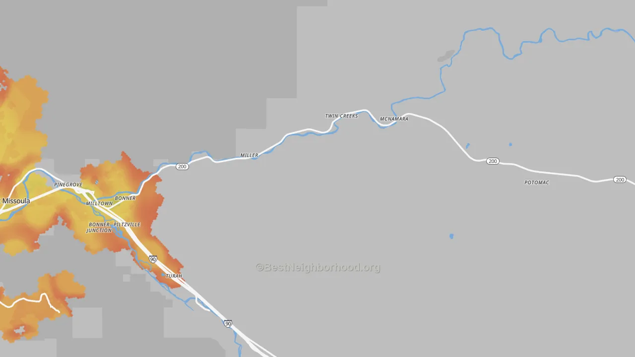 Bike Grade map of Bonner, MT