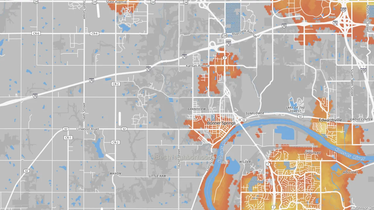 Bike Grade map of Bonner Springs, KS