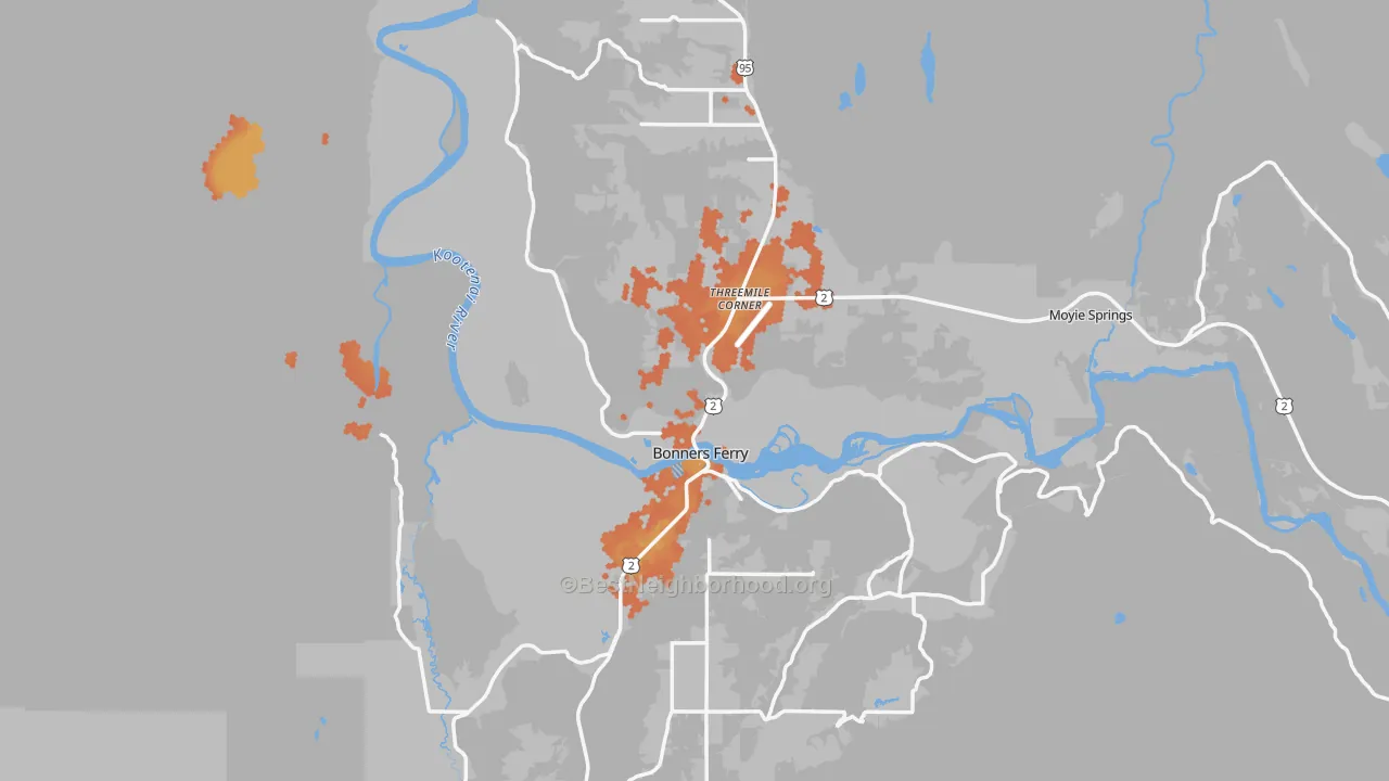 Bike Grade map of Bonners Ferry, ID
