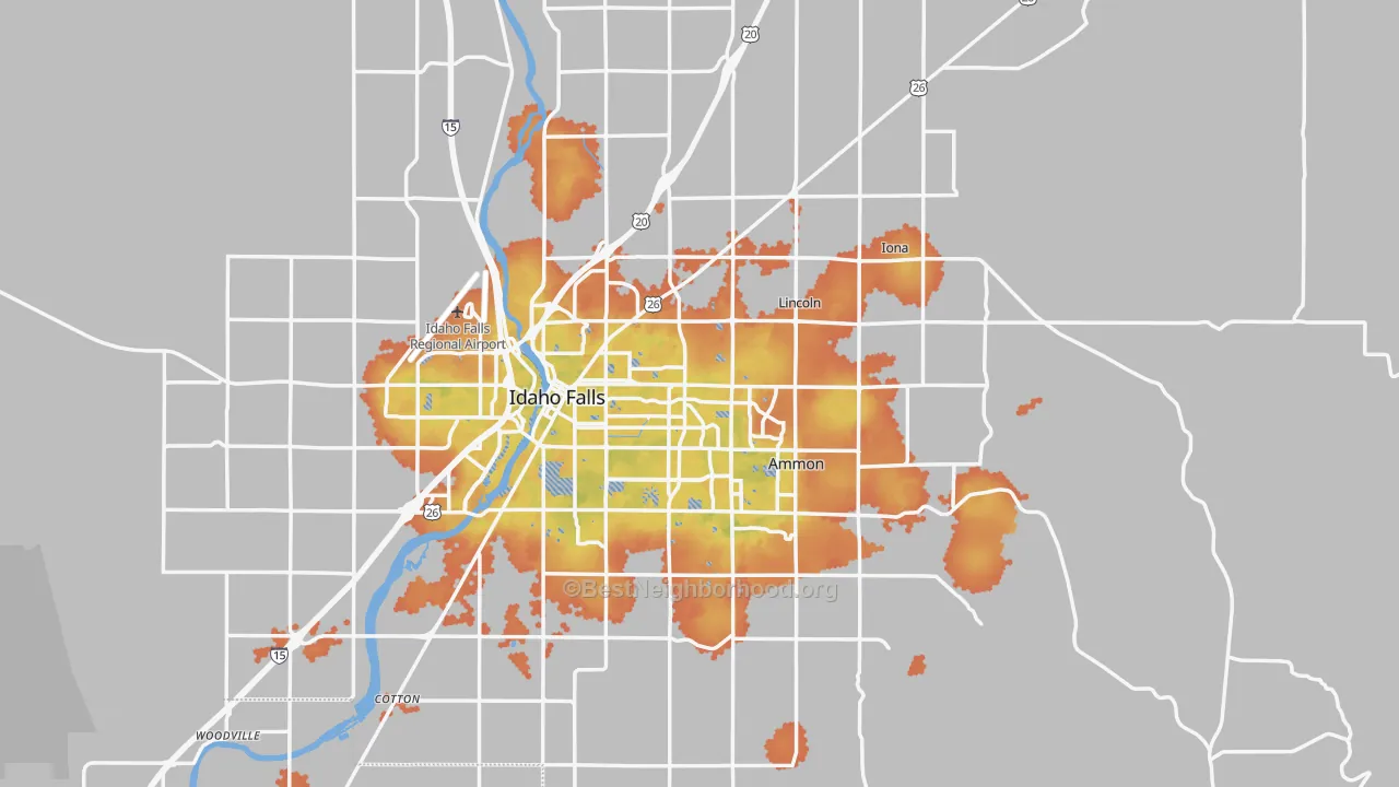 Bike Grade map of Bonneville County, ID