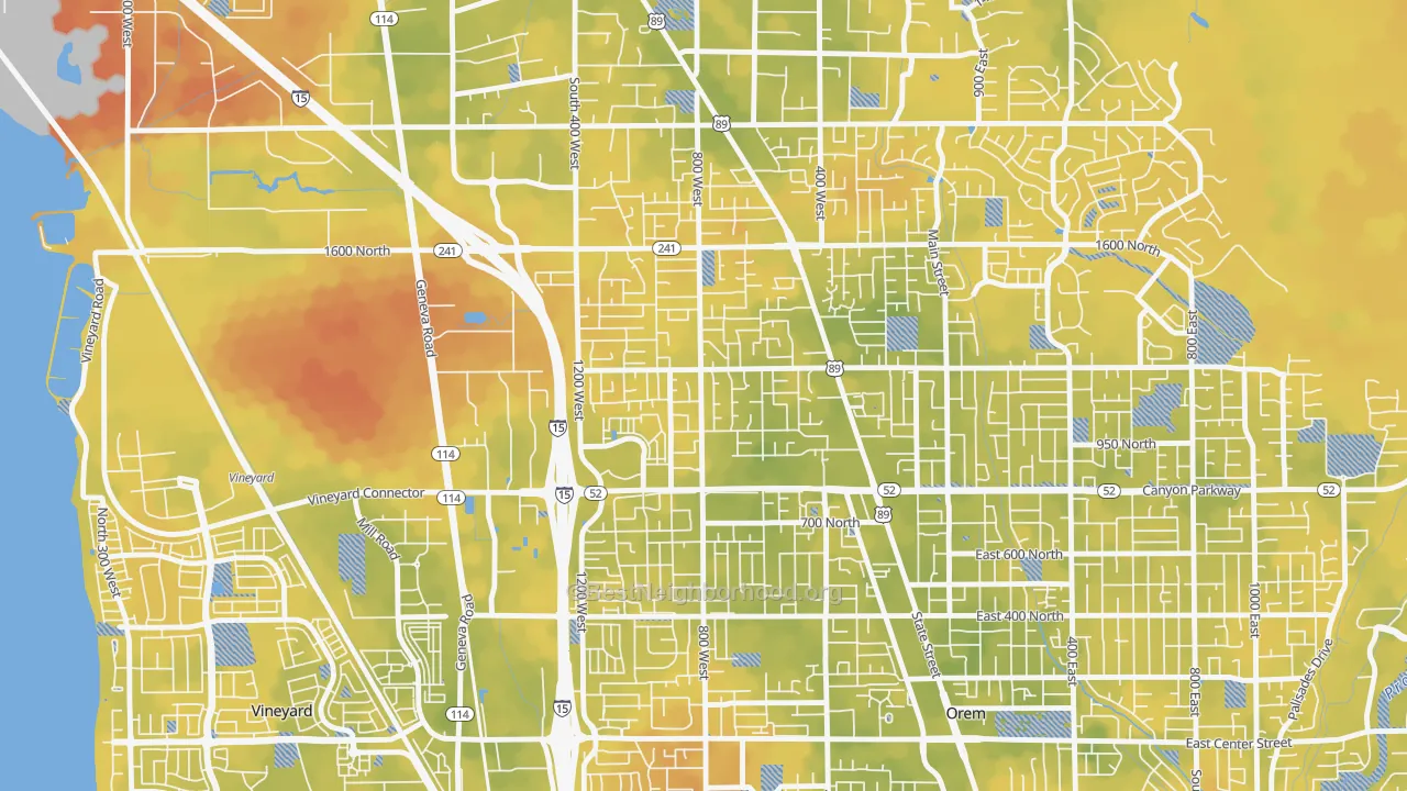 Bike Grade map of Bonneville, Orem, UT